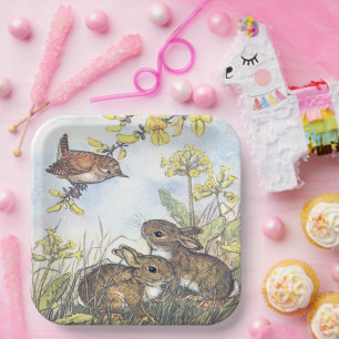 Molly Brett Niedlich Bunnies Wren Forsythia Pappteller