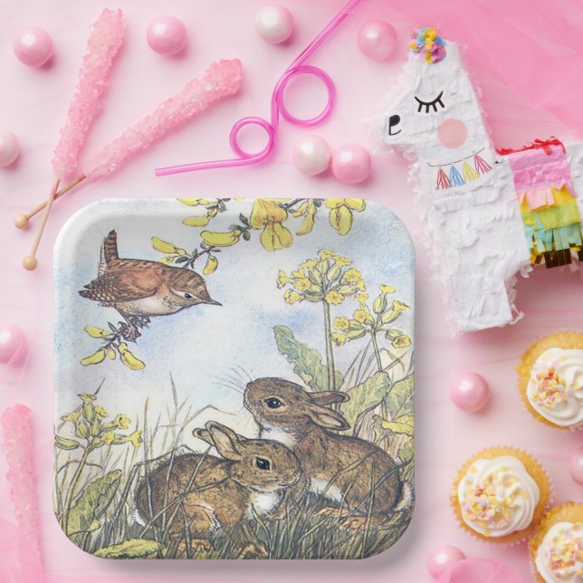 Molly Brett Niedlich Bunnies Wren Forsythia Pappteller (Party)