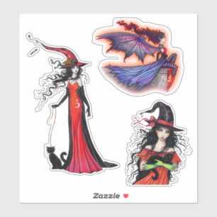Molly Harrison Halloween Hexen und Vampir Aufkleber