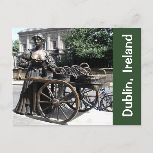 Molly Malone and Wheelbarrow Statue Ireland Card Postkarte (Vorderseite)