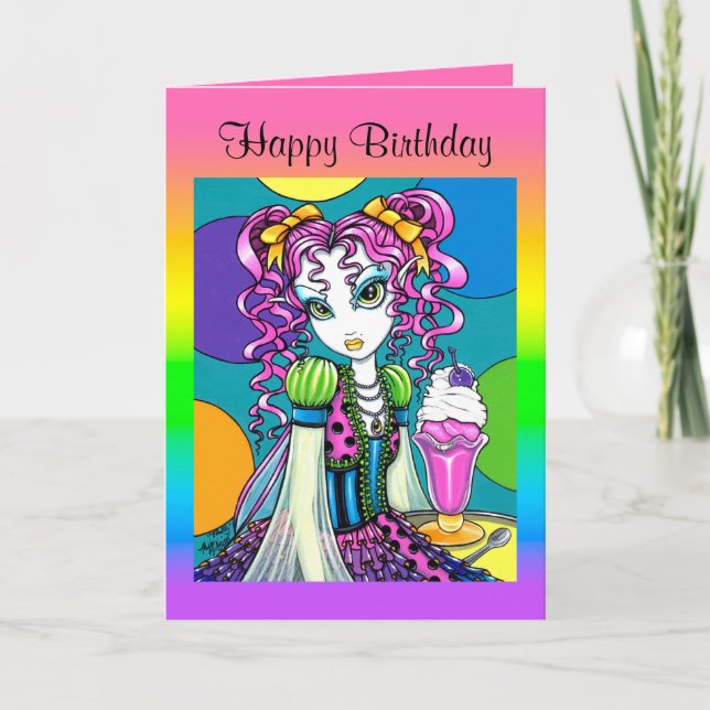 "Molly" Niedliche Regenbogen-Soda-Shop-Kühlkarte Karte (Vorderseite)