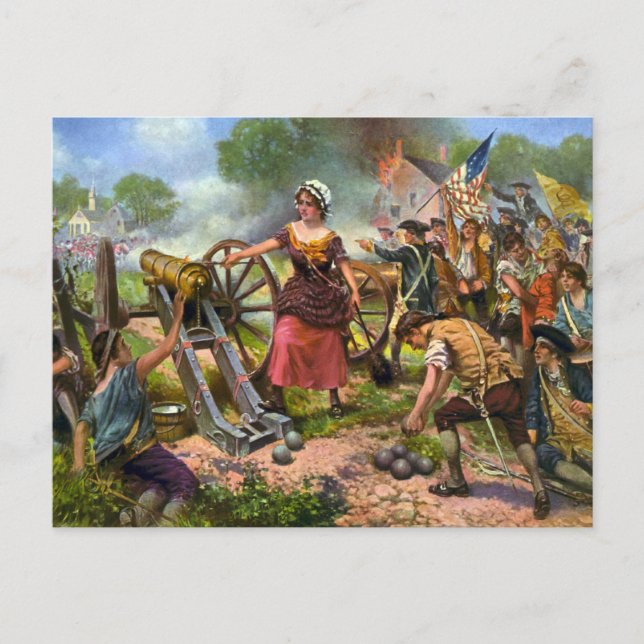 Molly Pitcher feuert Kanone bei der Schlacht von M Postkarte (Vorderseite)