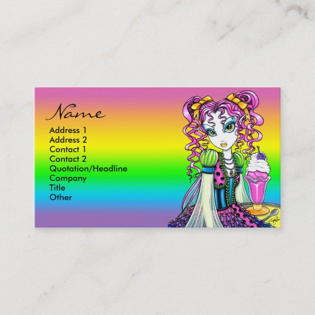 "Molly" Sorbett-Eiscreme-Regenbogen-Fee-Porto Visitenkarte (Vorderseite)