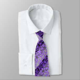 Moloaa Bay Hawaiian Hibiscus Stripe- Silber-Purple Krawatte