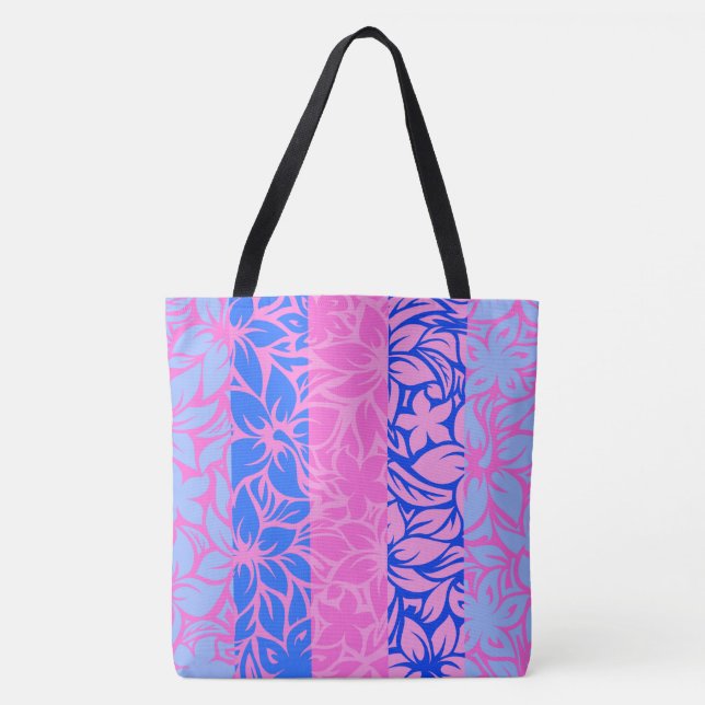 Moloaa Bay Hawaiianischer Hibiskus Striped Beach B Tasche (Vorderseite)