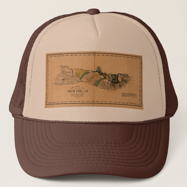 Molokai, 1897, Vintage Hawaii-Karte Truckerkappe (Vorderseite)