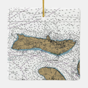 Molokai Hawaii Seekarte Keramikornament