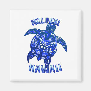 Molokai Hawaii Vacation Tribal Turtle Magnet