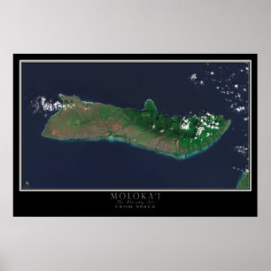 Molokai Island Hawaii Satellite Poster Karte