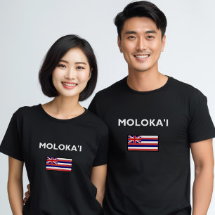 Molokai USA Hawaiian Flag Dark Color T-Shirt