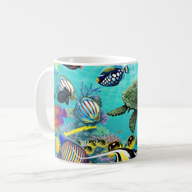 Molokini Bucht-hawaiische tropische Kaffeetasse (Vorderseite Links)
