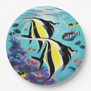 Molokini Cove Hawaiian Angel Fisch Tropisch Pappteller