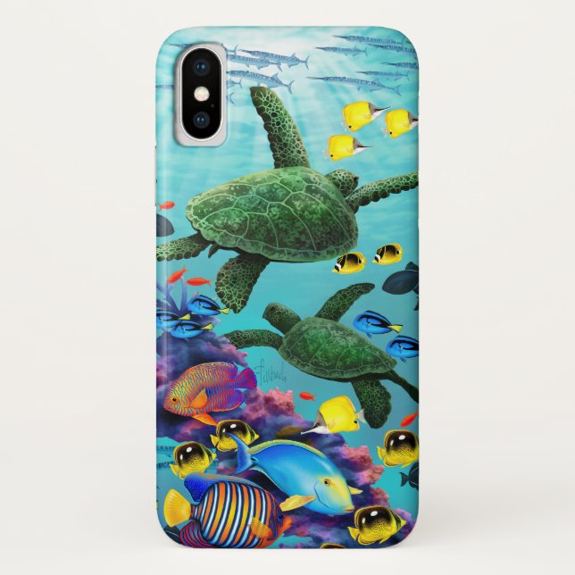 Molokini Cove Hawaiian Sea Turtle Tropical Fish Case-Mate iPhone Hülle (Rückseite)