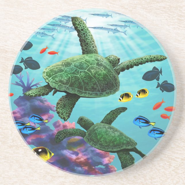 Molokini Cove Hawaiian Sea Turtles Tropical Getränkeuntersetzer (Vorne)