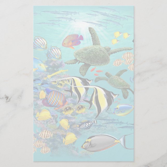 Molokini Cove Hawaiian Tropical Fish Sea Turtle Briefpapier (Vorderseite)