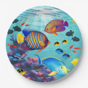 Molokini Cove Hawaiian Tropischer Fisch Pappteller