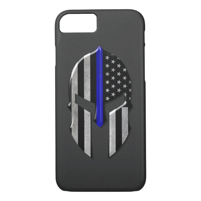 Molon Labe dünner Blue Line Sturzhelm Case-Mate iPhone Hülle (Rückseite)