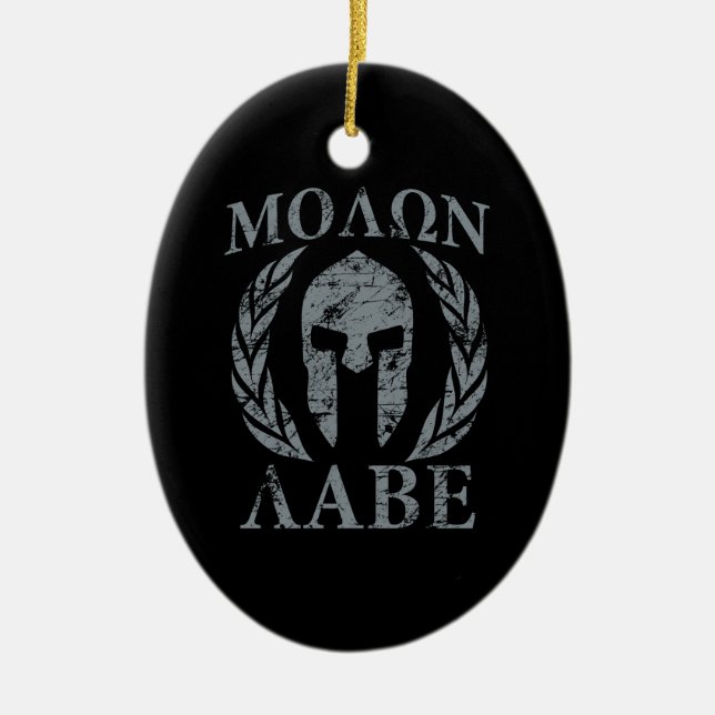 Molon Labe Grunge Spartan Armor Keramikornament (Vorne)