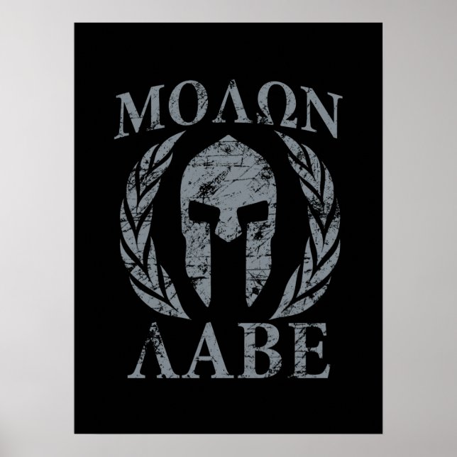 Molon Labe Grunge Spartan Mask Poster (Vorne)