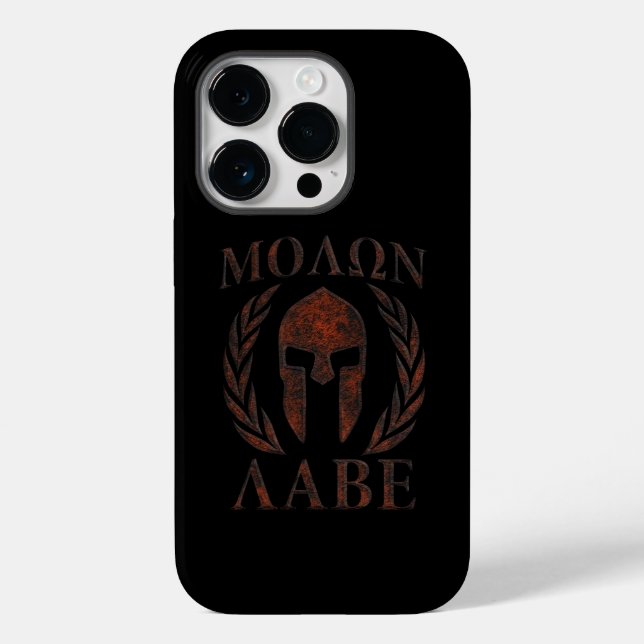 Molon Labe Iron Warrior Laurels Case-Mate iPhone 14 Pro Hülle (Rückseite)