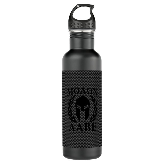 Molon Labe Kriegers-Lorbeer auf schwarzem Edelstahlflasche (Vorderseite)