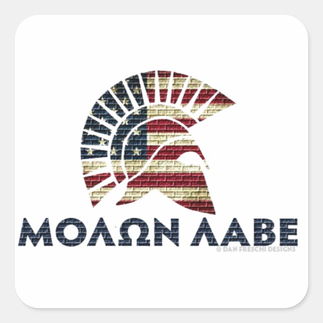 Molon Labe! Quadratischer Aufkleber (Vorderseite)