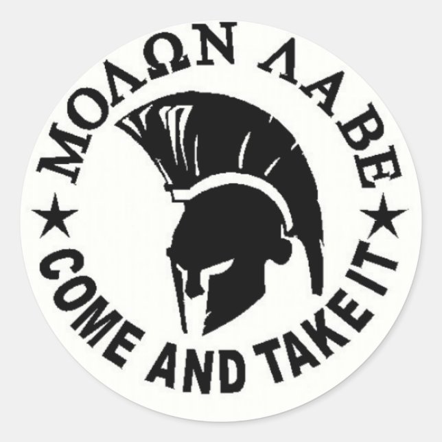 Molon Labe Runder Aufkleber (Vorderseite)
