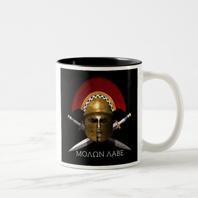 Molon Labe Schädel Zweifarbige Tasse (Rechts)