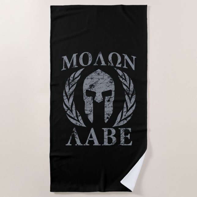 Molon Labe Schmutz-spartanischer Strandtuch (Vorderseite)