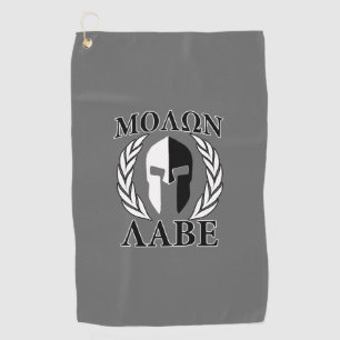 Molon Labe Schwarz-weiß Spartan Warrior Helmet Golfhandtuch