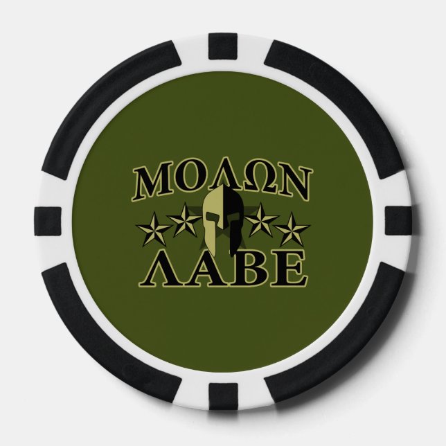 Molon Labe Spartan 5 Sterne Olive Green Pokerchips (Vorderseite)
