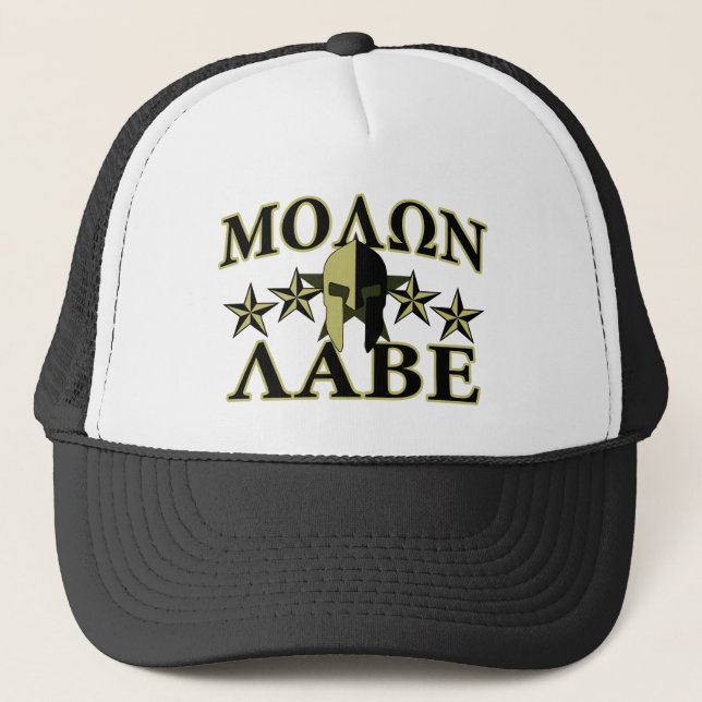 Molon Labe Spartan Helmet 5 Sterne Truckerkappe (Vorderseite)