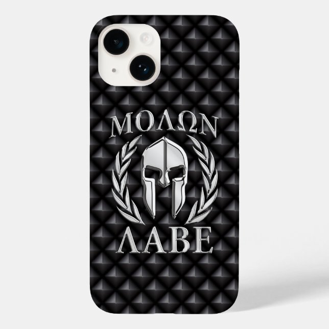 Molon Labe Spartan Helmet Laurels Case-Mate iPhone 14 Hülle (Rückseite)