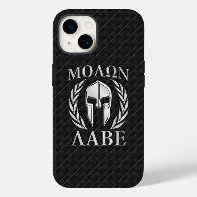 Molon Labe Spartan Helmet Laurels Case-Mate iPhone 14 Hülle (Rückseite)