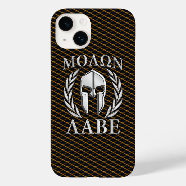 Molon Labe Spartan Helmet Laurels Case-Mate iPhone 14 Hülle (Rückseite)