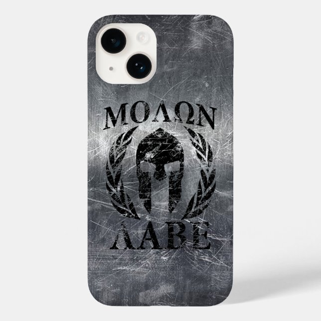 Molon Labe Spartan Helmet Laurels Case-Mate iPhone 14 Hülle (Rückseite)
