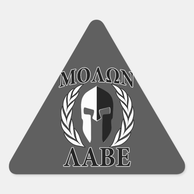 Molon Labe Spartan Helmet Laurels Charcoal Dreieckiger Aufkleber (Vorderseite)