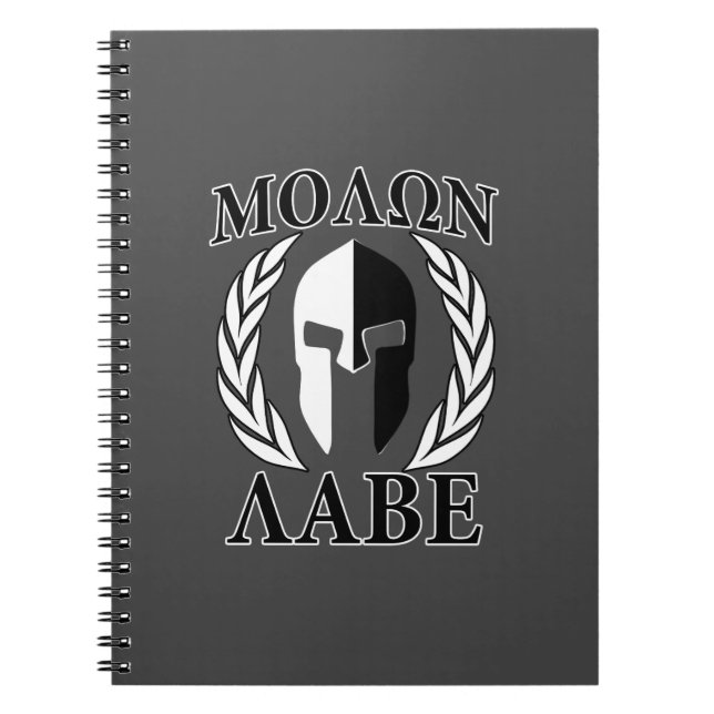 Molon Labe Spartan Helmet Laurels Charcoal Notizblock (Vorderseite)