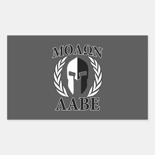 Molon Labe Spartan Helmet Laurels Charcoal Rechteckiger Aufkleber (Vorderseite)