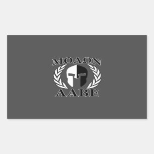 Molon Labe Spartan Helmet Laurels Charcoal Rechteckiger Aufkleber