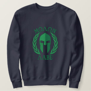 Molon Labe Spartan Helmet Laurels Embroidery Besticktes Sweatshirt