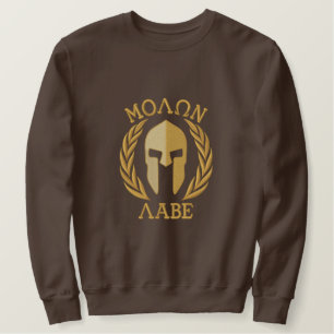 Molon Labe Spartan Helmet Laurels Embroidery Besticktes Sweatshirt