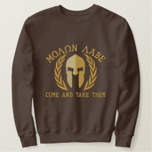 Molon Labe Spartan Helmet Laurels Embroidery Besticktes Sweatshirt