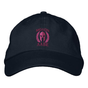 Molon Labe Spartan Helmet Laurels Hot Pink Bestickte Baseballkappe