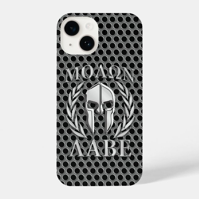 Molon Labe Spartan Helmet Laurels iPhone 14 Hülle (Rückseite)