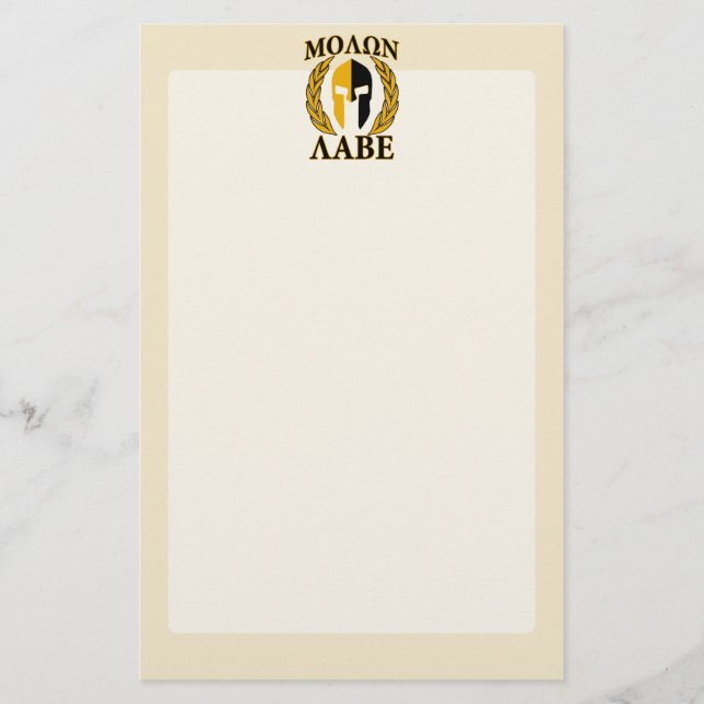 Molon Labe Spartan Helmet Laurels Warm Beige Briefpapier (Vorderseite)