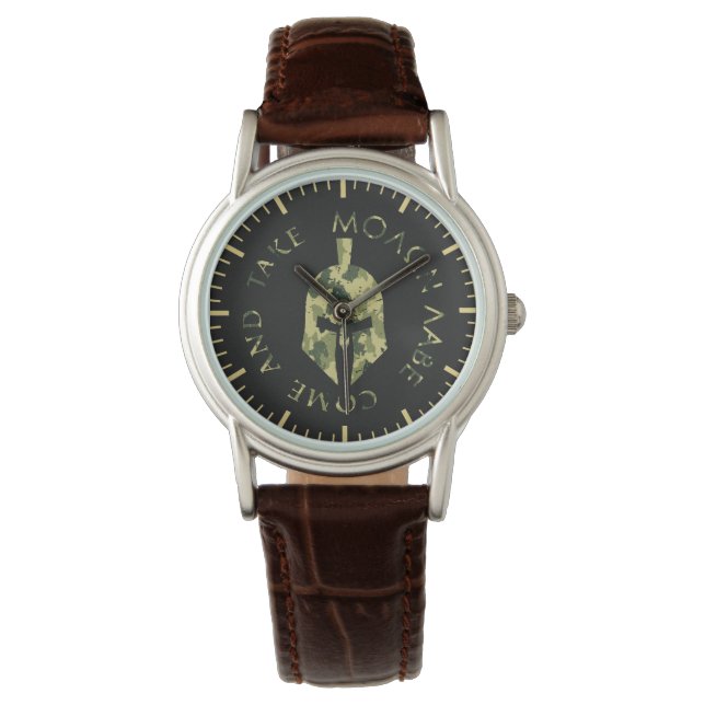 Molon Labe Spartan Helmet Militärische Camouflage  Armbanduhr (Vorderseite)
