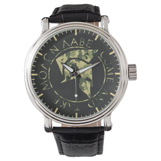 Molon Labe Spartan Helmet Military Camo Armbanduhr (Vorderseite)