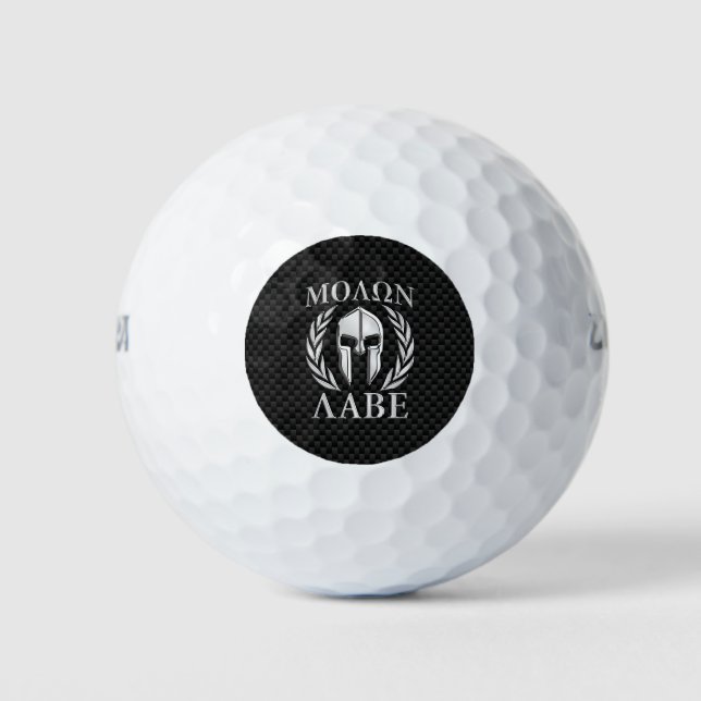 Molon Labe Spartan in Chrome Carbon Fibre Style Golfball (Vorderseite)