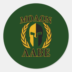 Molon Labe Spartan Laurels on Forest Green Runder Aufkleber
